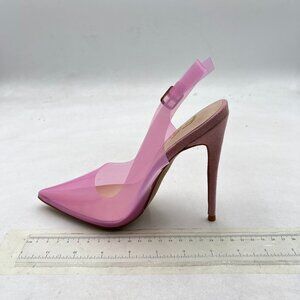FSJ Pink High Heel Sandals Slingback Sexy Transparent PVC Pointed Toe Pumps